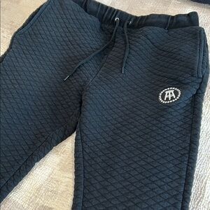 Black Quilted Sweatpants with Elastic Waistband BarStool Sports
